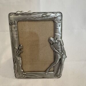 Vintage Solid Pewter Picture Frame Golf Lady Female Golfer  1994 By Seagull tm‎